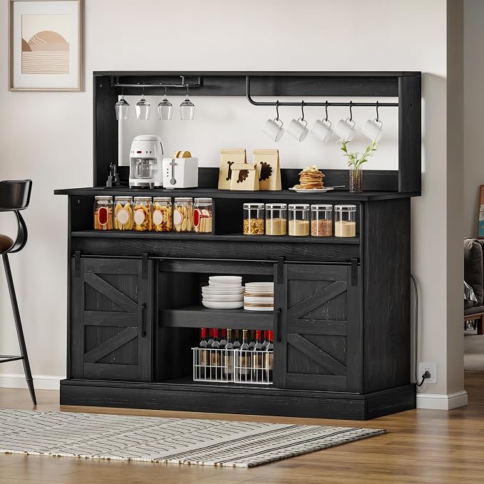 DWVO Farmhouse Buffet Cabinets, Sliding Barn Door Sideboard Cabinet - Image 8