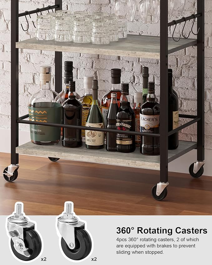 TUTOTAK Bar Cart, Home Bar Serving Cart, Small Wine Cart - Image 7