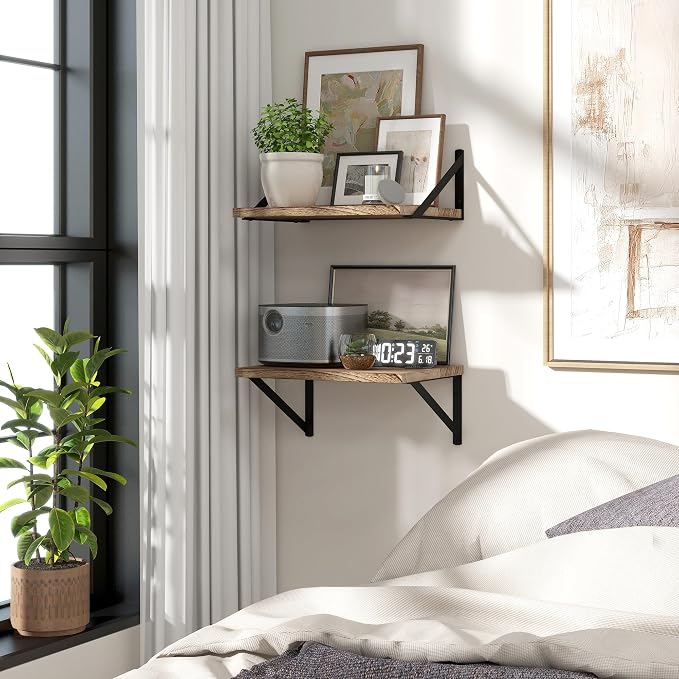 Marsmiles Deep Floating Shelves | 12 Inch Deep Light Wood Wall Shelves Set of 2 - Image 2