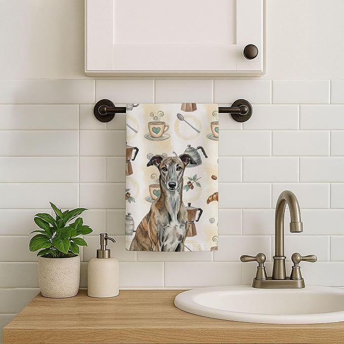 Caroline's Treasures Brindle Greyhound Coffee Bar Kitchen Towel Velour Plush - Image 7