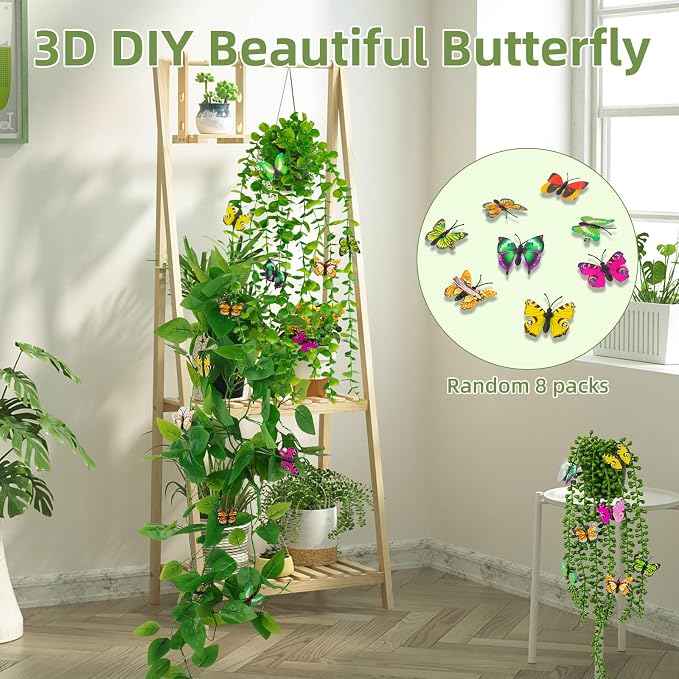Fake Plants 4 Pack Artificial Hanging Plants, Fake Potted Greenery Faux - Image 3