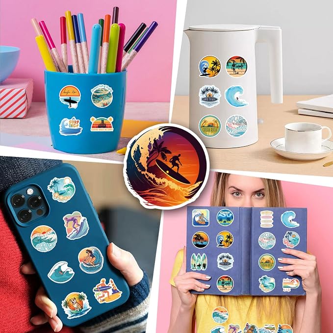 110Pcs Surf Stickers, Waterproof Vinyl Beach Summer Decals - Image 4
