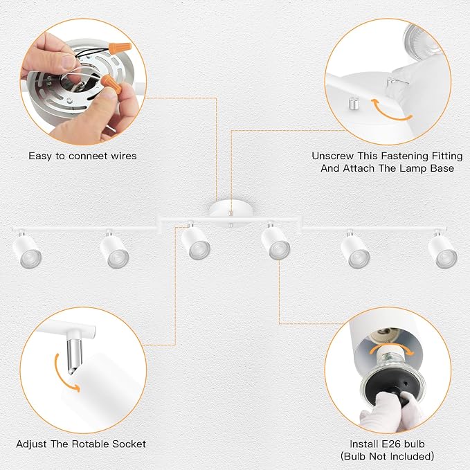 BoostArea LED 6 Light Track Lighting Kit, Flexibly Rotatable Light Head - Image 7