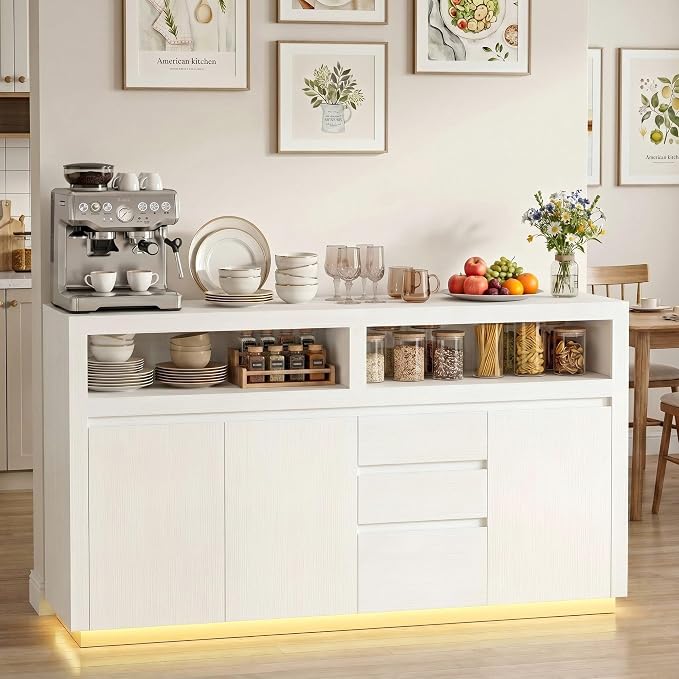 FOTOSOK 63" Sideboard Buffet Cabinet - Image 5