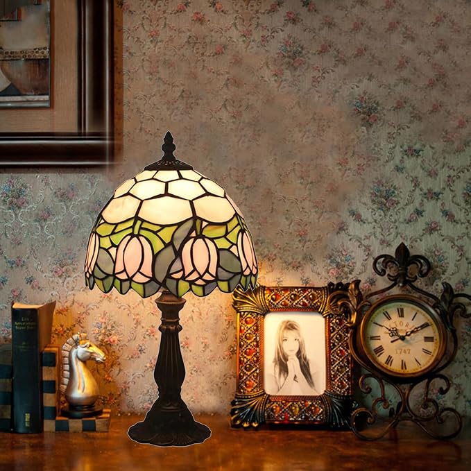 Tiffany Style Table Lamp, 8 Inch Small Antique Lamp, - Image 4