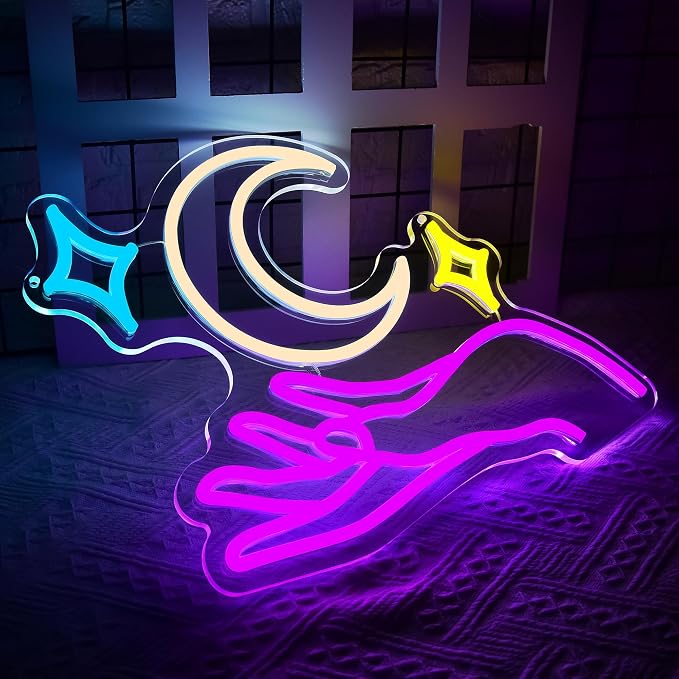 Moon Neon Signs for Wall Decor Star Neon Sign Hand LED Light Moon Wall Decor - Image 2