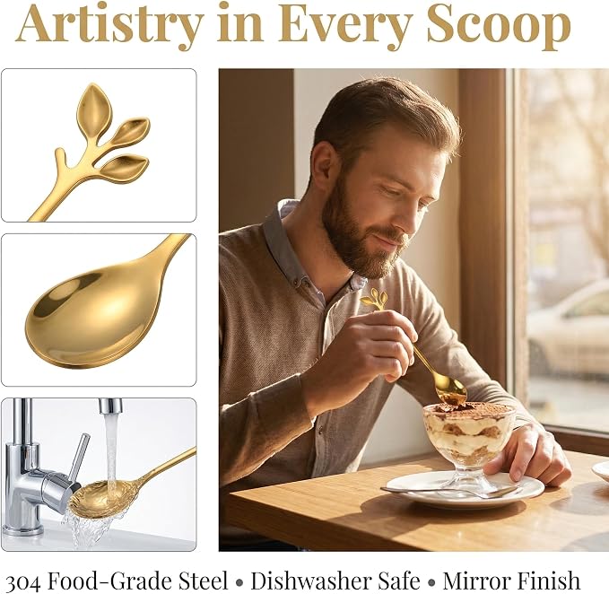 Gold Coffee Spoons Set of 6 – 4.72 Inch Stainless Steel Mini Espresso Spoons - Image 4