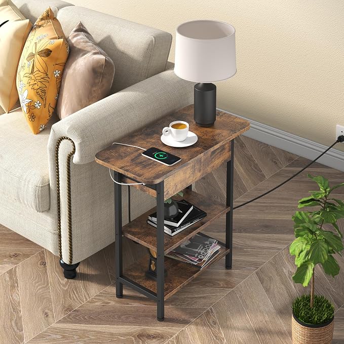LIDYUK End Table with Charging Station, Flip Top Side Table with USB Ports and - Image 2