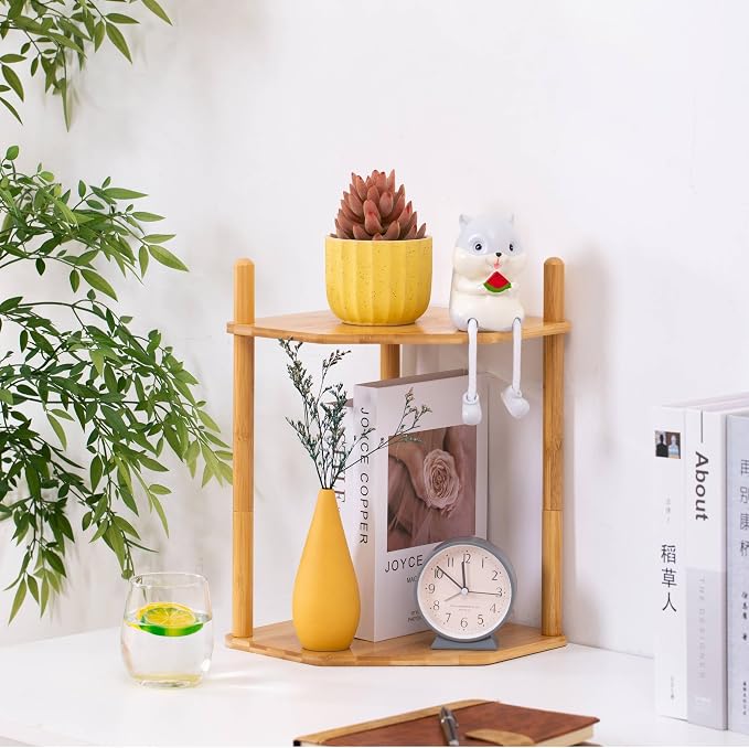 3-Tier Expandable Bamboo Corner Shelf - Image 4