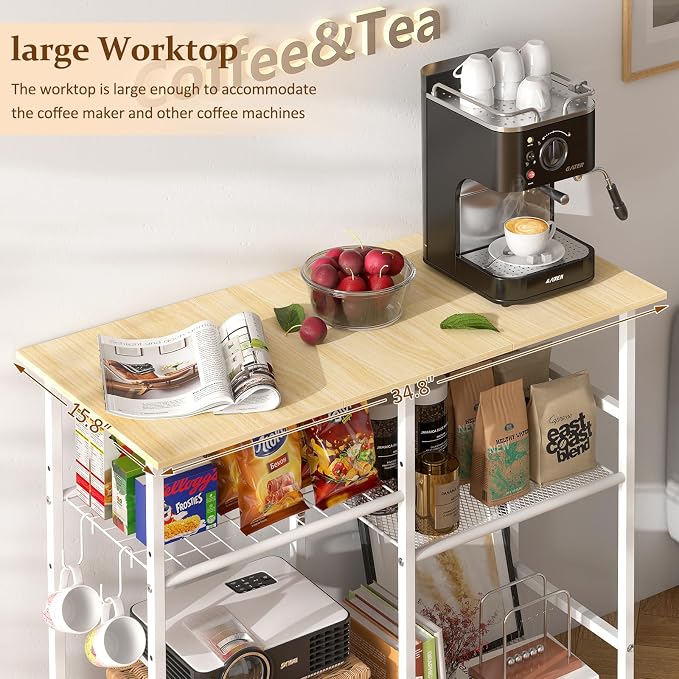 ThreeHio Rolling Kitchen Microwave Cart, 3-Tier Microwave Stand - Image 7