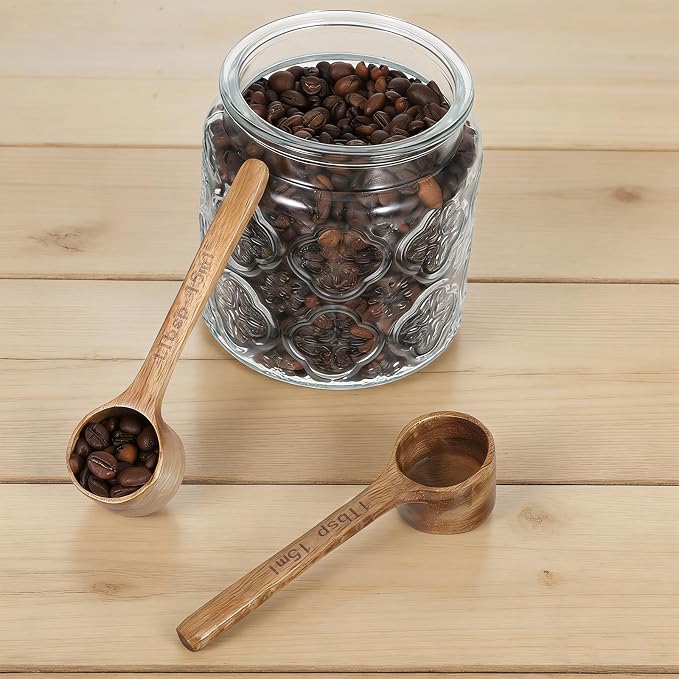 4 Pack Coffee Acacia Wooden Scoop Wooden Measuring Scoops - Image 5