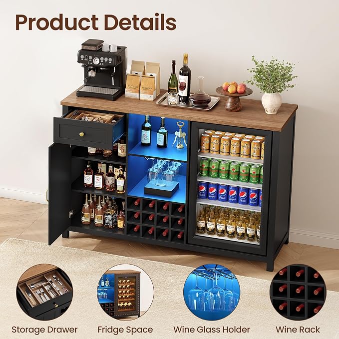 57" Large Coffee Bar Cabinet - Image 6