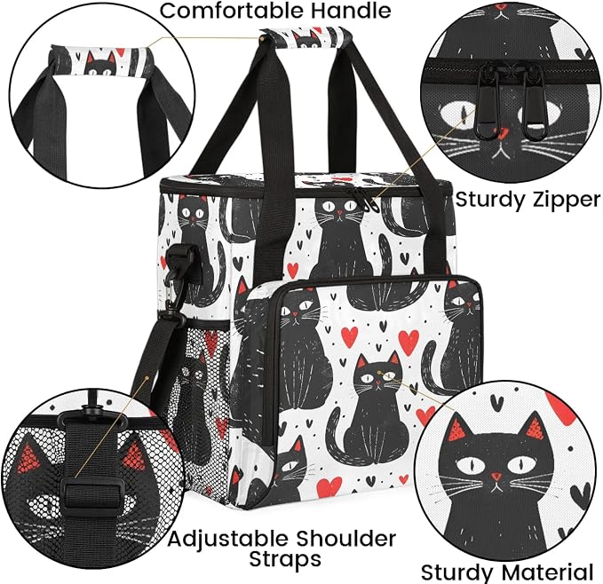 Cartoon Cats Coffee Maker Carring Bag, Large Insulated Storage Organizer Case - Image 6
