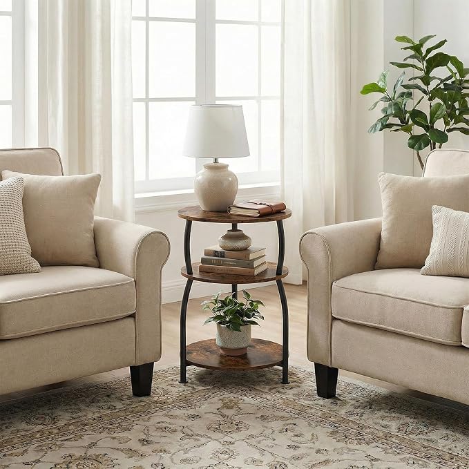 Round Side Table, 3-Tier End Table - Image 7