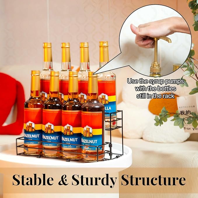 8 Bottles Coffee Syrup Rack Organizer, Coffee Syrup Stand Holder, 2 Tier Coffee - Image 6