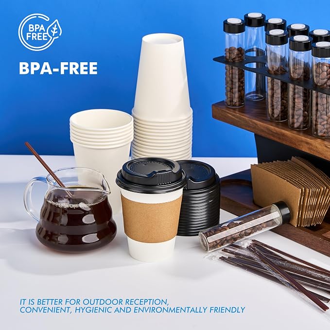 RACETOP 12 oz 100 Pack Disposable Paper Coffee Cups - Image 8