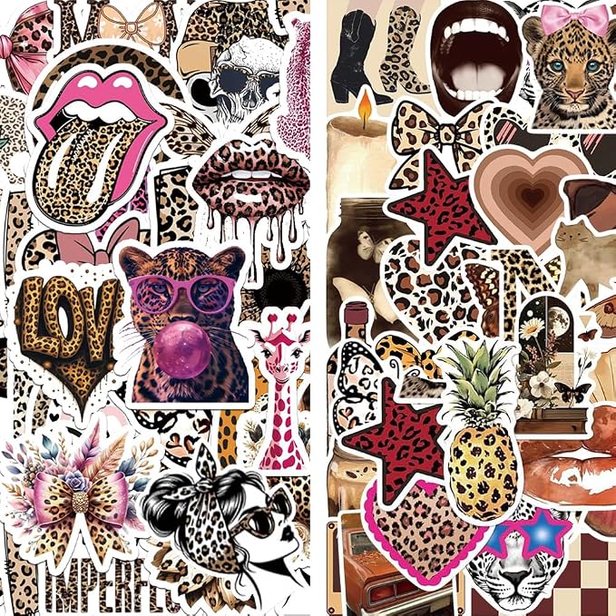 100Pcs Leopard Print Aesthetic Stickers by Unknown