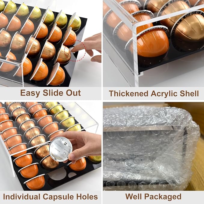 40 Coffee Pod Holder for Nespresso Vertuo Storage Drawer, Capsule Base Rack | - Image 5