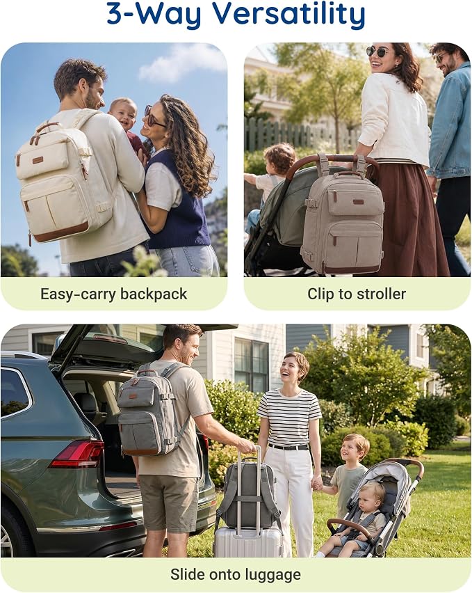 mommore Diaper Bag Backpack Multi-Pocket Travel Baby Bag - Image 7