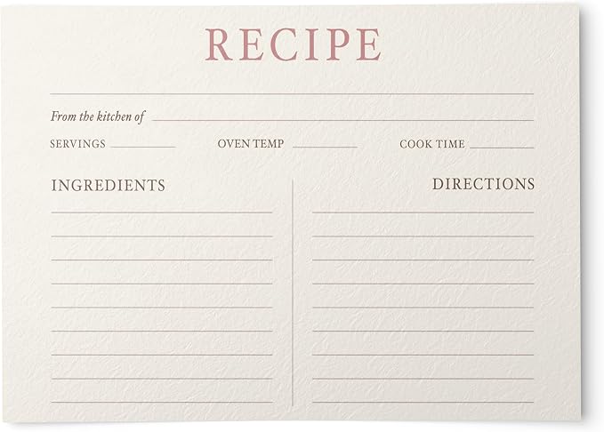 Dashleigh Elegant Recipe Cards 4x6 Double Sided, 50 Pack Thick Cardstock by Dashleigh