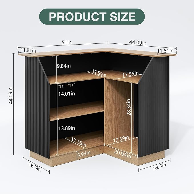 ARTPOWER L Shaped Home Bar Cabinet - Image 2