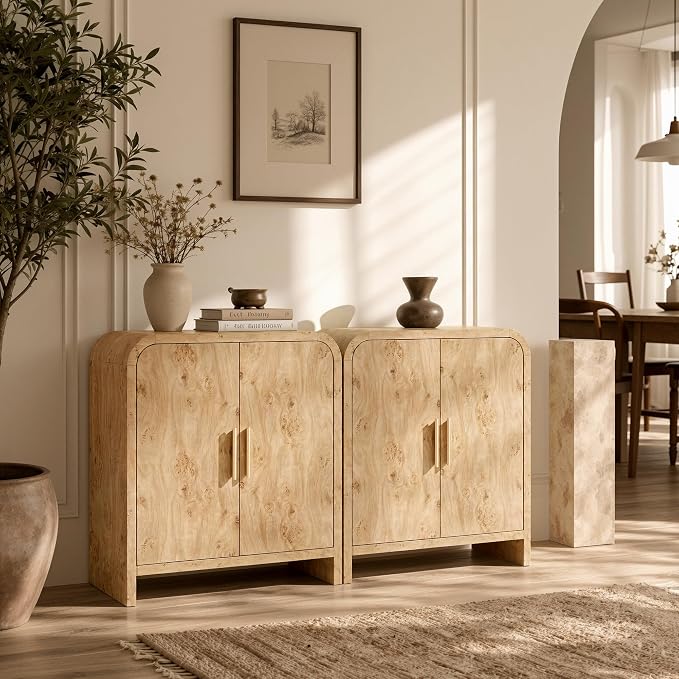 Set of 2 Curved Buffet Storage Cabinet - Image 3