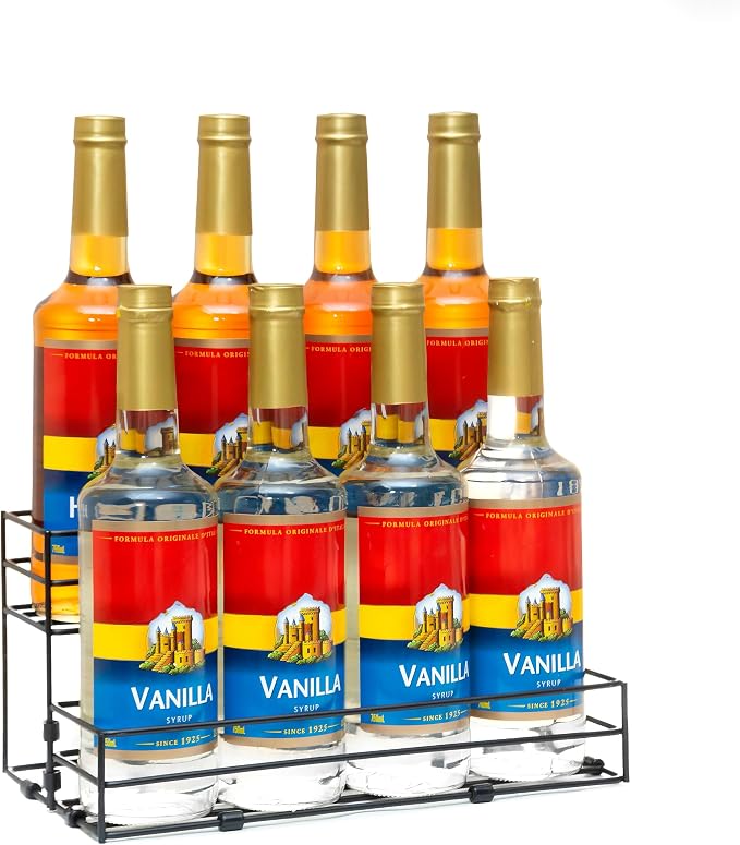8 Bottles Coffee Syrup Rack Organizer, Coffee Syrup Stand Holder, 2 Tier Coffee by TelKeen
