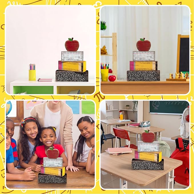 Lineshading 4 Pcs Back to School Table Decorations Retro Red Apples Decor Back - Image 6