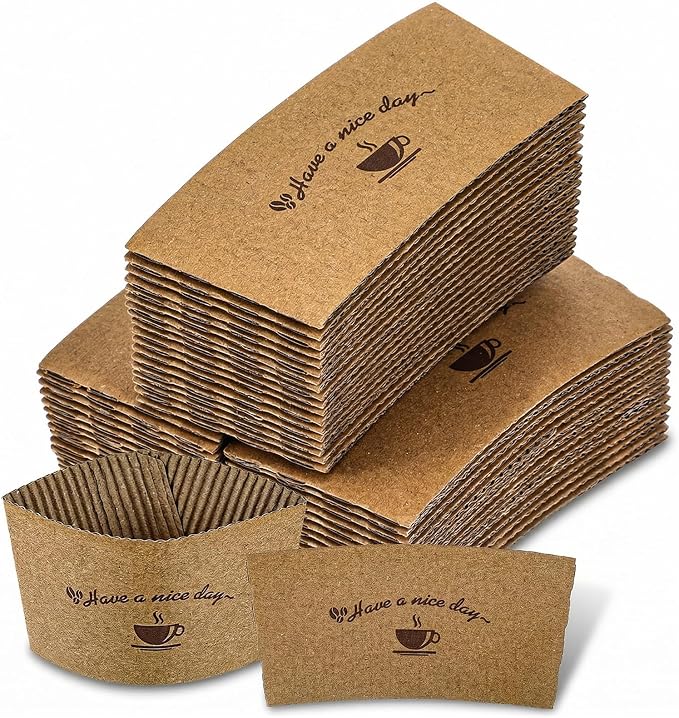 200 Packs Disposable Coffee Cup Sleeves, Thickened Corrugated Paper Cup Holder by Unknown