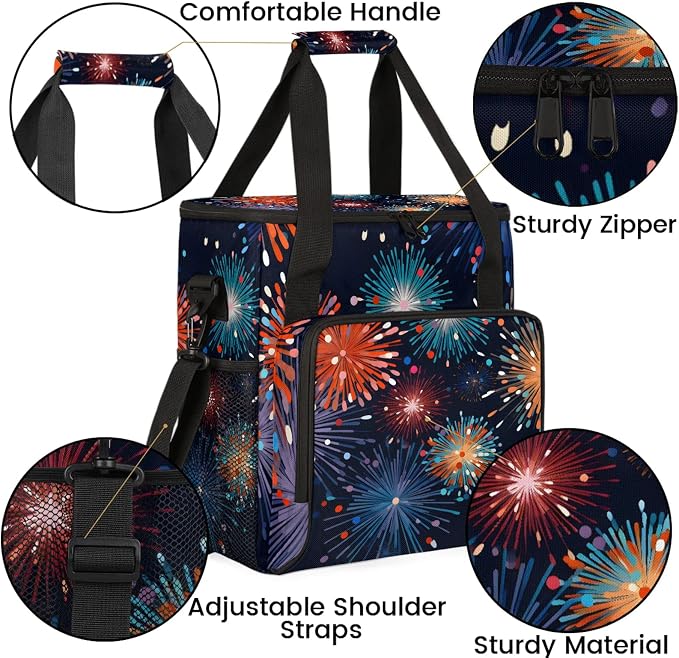 Celebrate Fireworks Festival Coffee Maker Carring Bag, Large Insulated Storage - Image 6