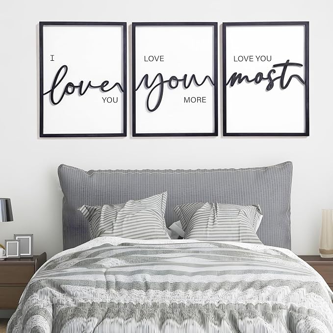 3D Wood I Love You Sign, Framed Love You More Sign 36x16” - Image 5