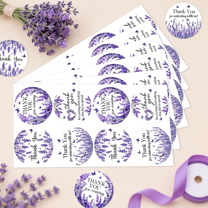 Serencatcher 80Pcs Lavender Thank You Stickers 2 Inch - Image 2