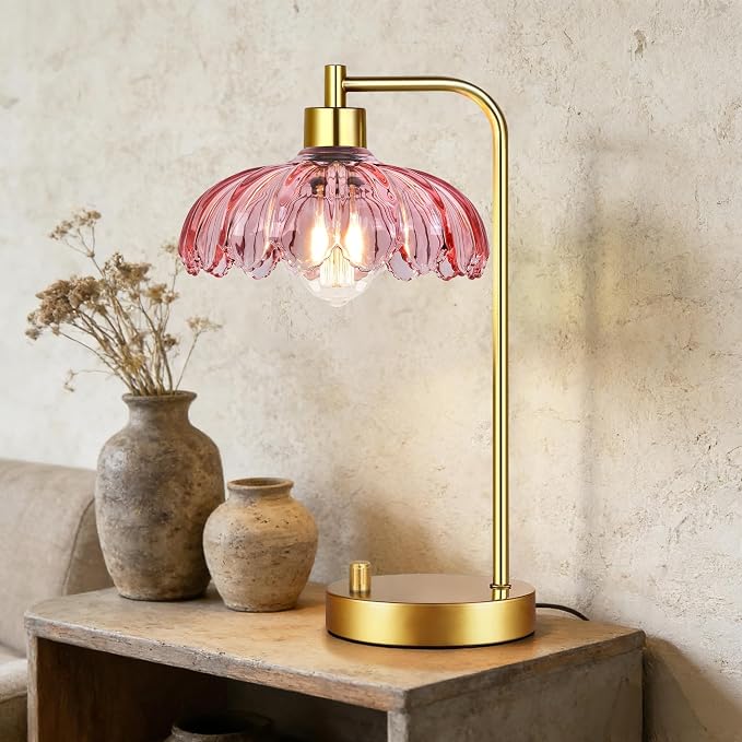 ILLMTW Pink Table Lamp Set of 2, Small Gold Bedside Lamps Dimmable Boho Bedroom - Image 5