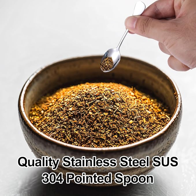 8pcs Stainless Steel Tiny Seasoning Spoons, 3.54in Small Condiment Scoop - Image 4