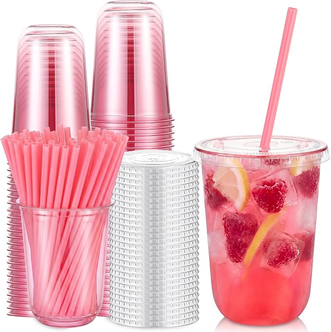 Ziliny 50 Sets Clear Plastic Cups by Ziliny