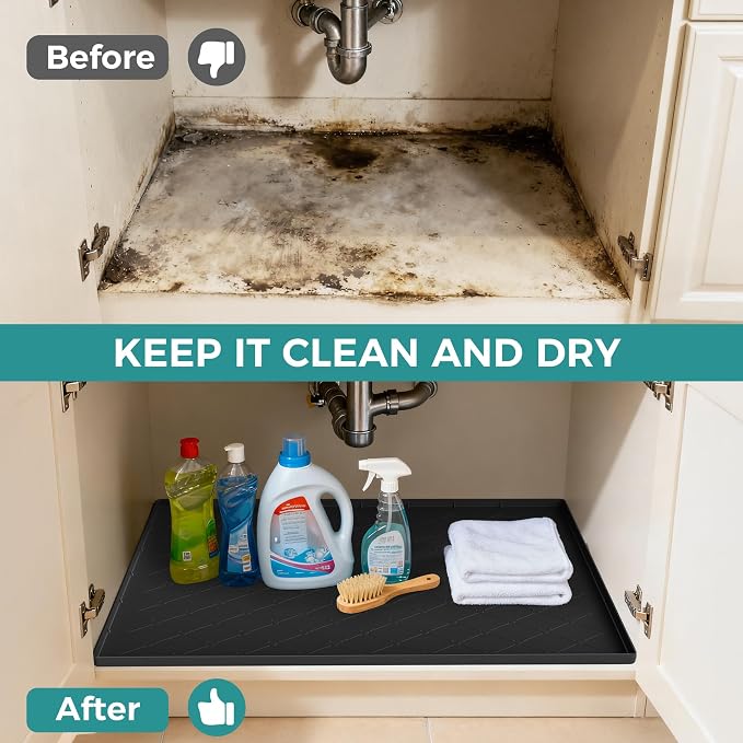 URMONA Under Sink Mat for Kitchen Waterproof, Cabinet Sink Protector Under Sink - Image 3
