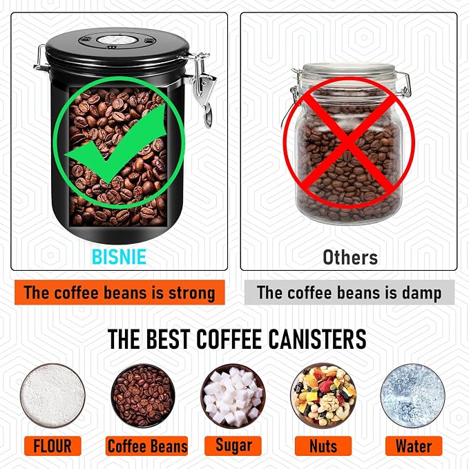 Coffee Canister Airtight 35OZ Large, 2.2 lbs Coffee Storage Container Stainless - Image 6