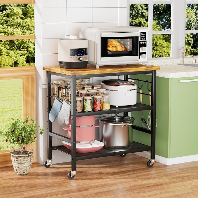 Rolling Kitchen Microwave Cart, 3 Tier Microwave Stand by FURMORENE