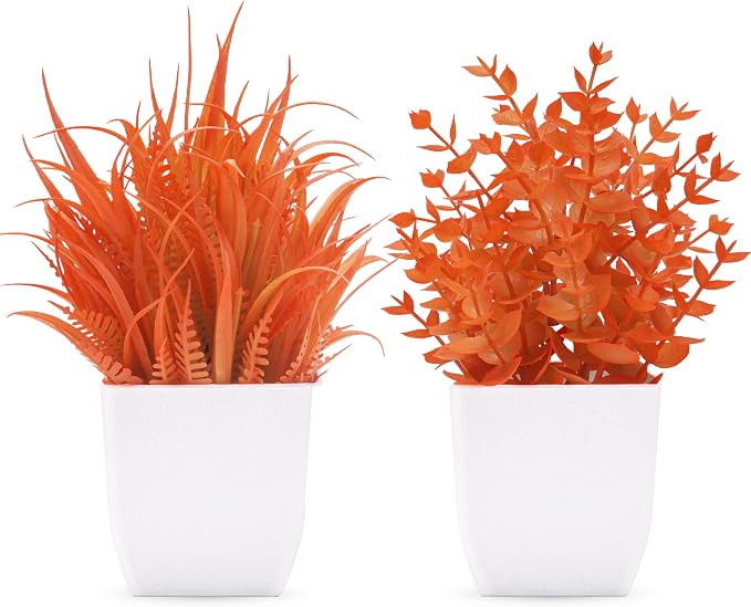 Der Rose 2 Pack Fake Plants Maple Red Artificial Potted Plants by DerRose