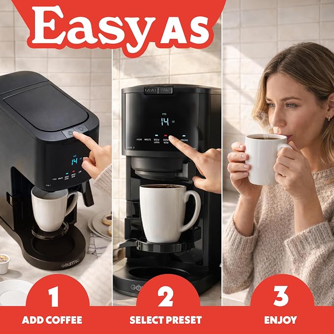 Gourmia 2-in-1 Single Serve and 12 Cup Coffee Maker - Image 10