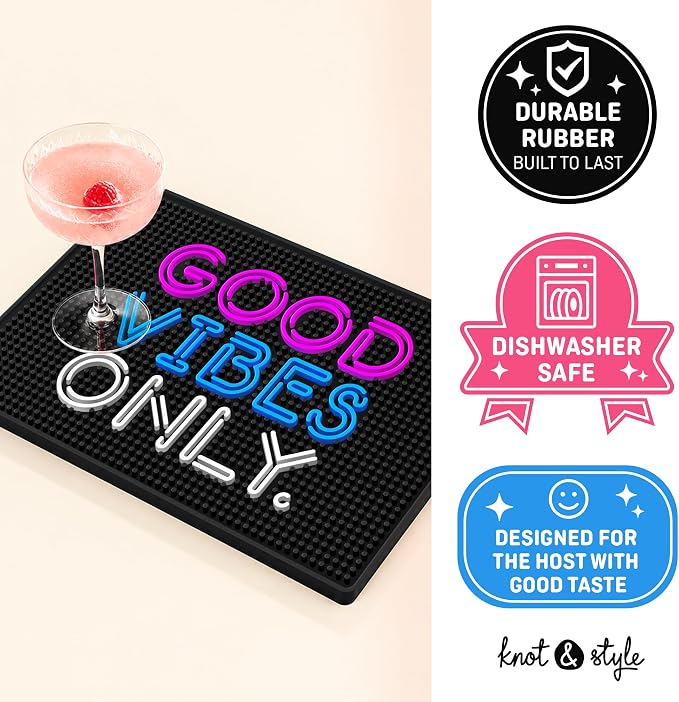 Good Vibes Only Bar Mat – Heavy Duty 18"x12" Rubber Bar Mats - Image 3