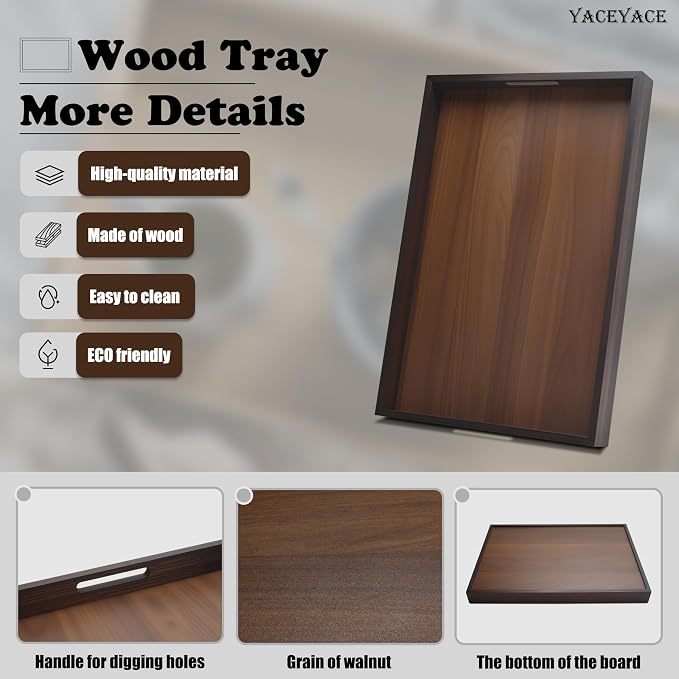 Wood Serving Tray Large, Home Decor, Coffe Table - Image 3