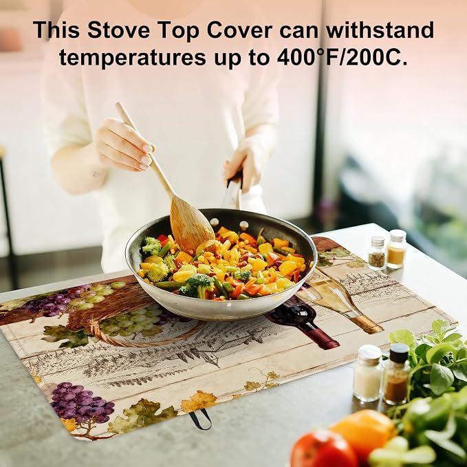 Red Wine Glasses Glass Stove Top Cover - Image 5
