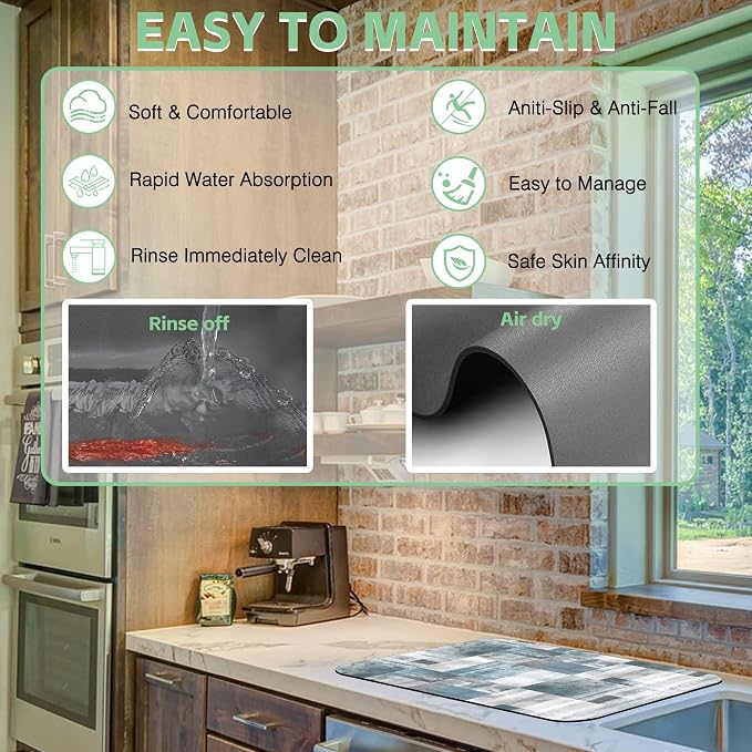 Dish Drying Mat for Kitchen Counter Absorbent Dish Coffee Mat 12"X19" - Image 6