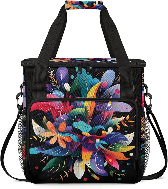 Abstract Flower Plant Leaf Coffee Maker Carring Bag, Large Insulated Storage by Home