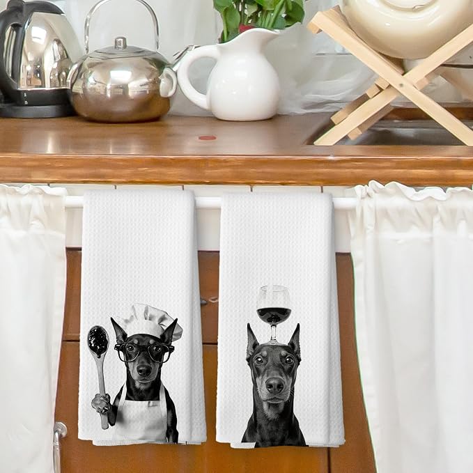 Funny Doberman Pinscher Hand Towels, Doberman Pinscher Gifts - Image 2