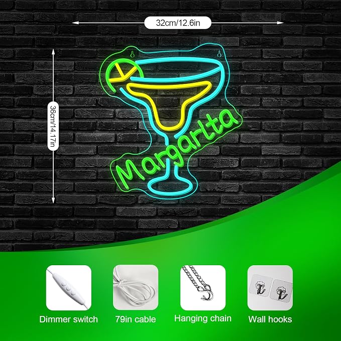 Margarita Neon Sign Tropical Light LED Wall Decor - Image 3