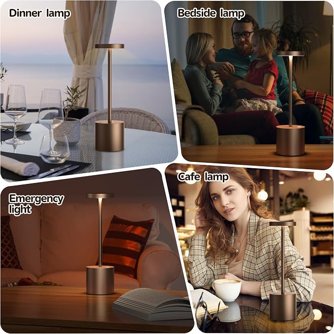 2Pack Cordless Table Lamp, Rechargeable LED Battery 5000mAh Metal USB Portable - Image 6