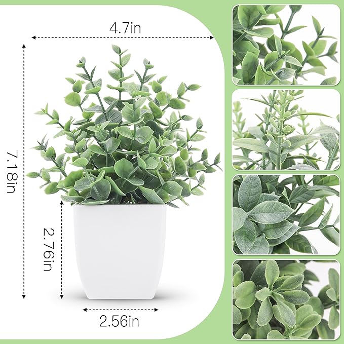 Der Rose 4 Pack Fake Plants Mini Artificial Greenery Potted Plants - Image 2