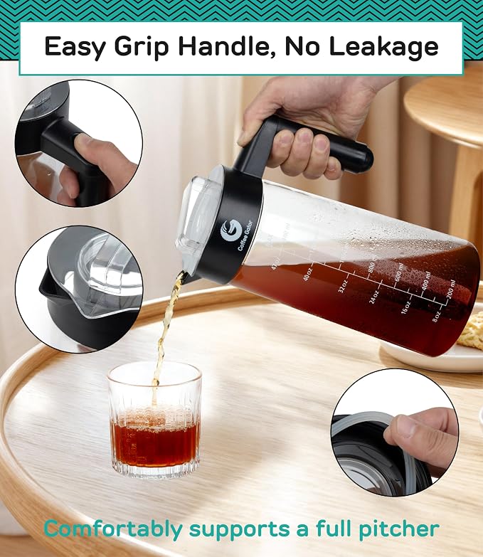 Coffee Gator Cold Brew Coffee Maker - 47 oz Iced Tea and Iced Coffee Maker and - Image 9